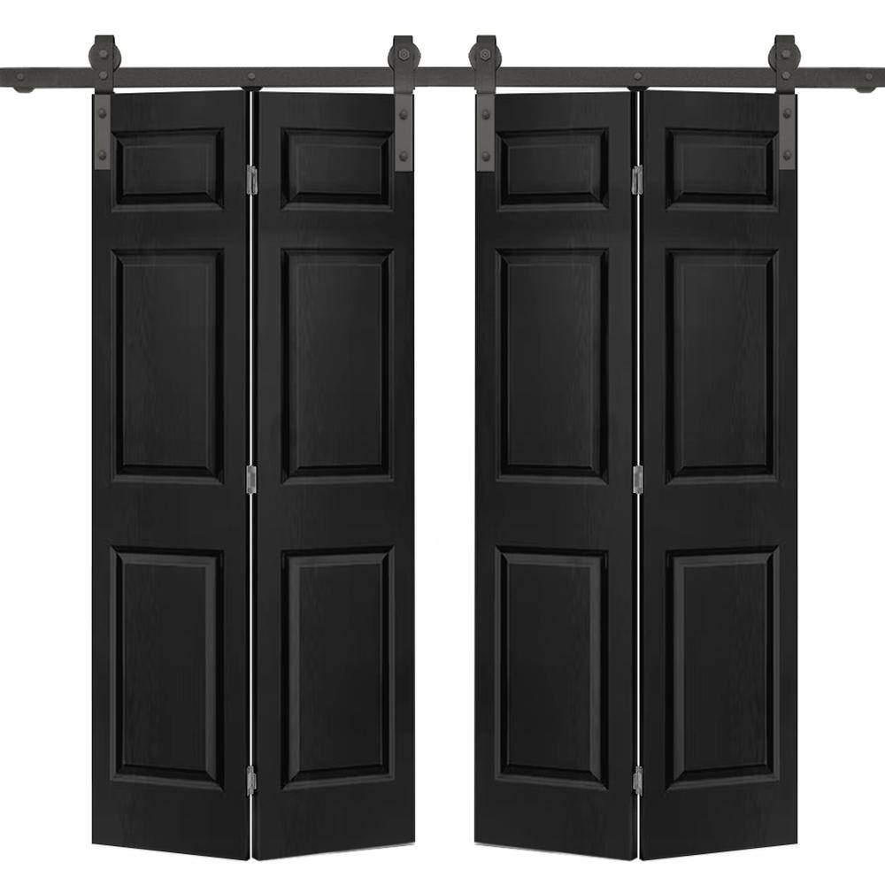 calhome-60-in-x-84-in-6-panel-black-painted-mdf-hollow-core-composite