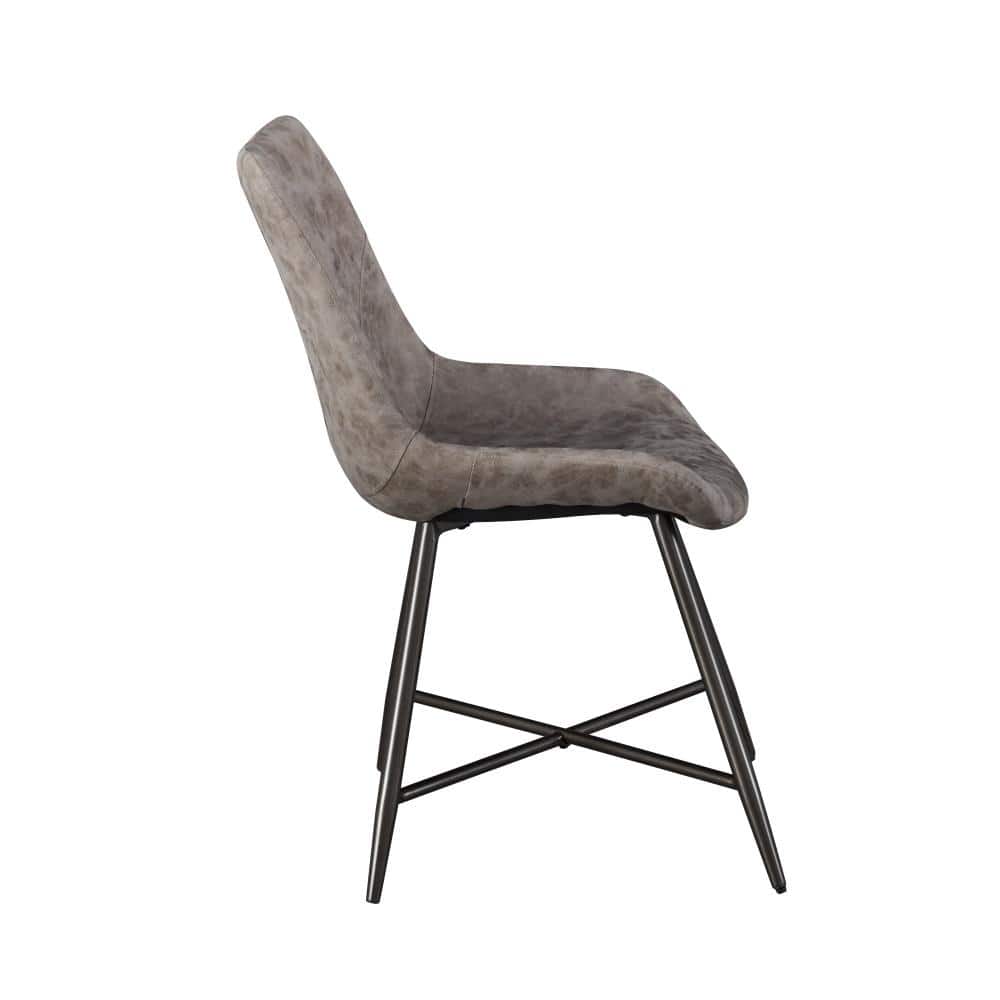 Ramona Brown Faux Leather and Metal Side Chair Set