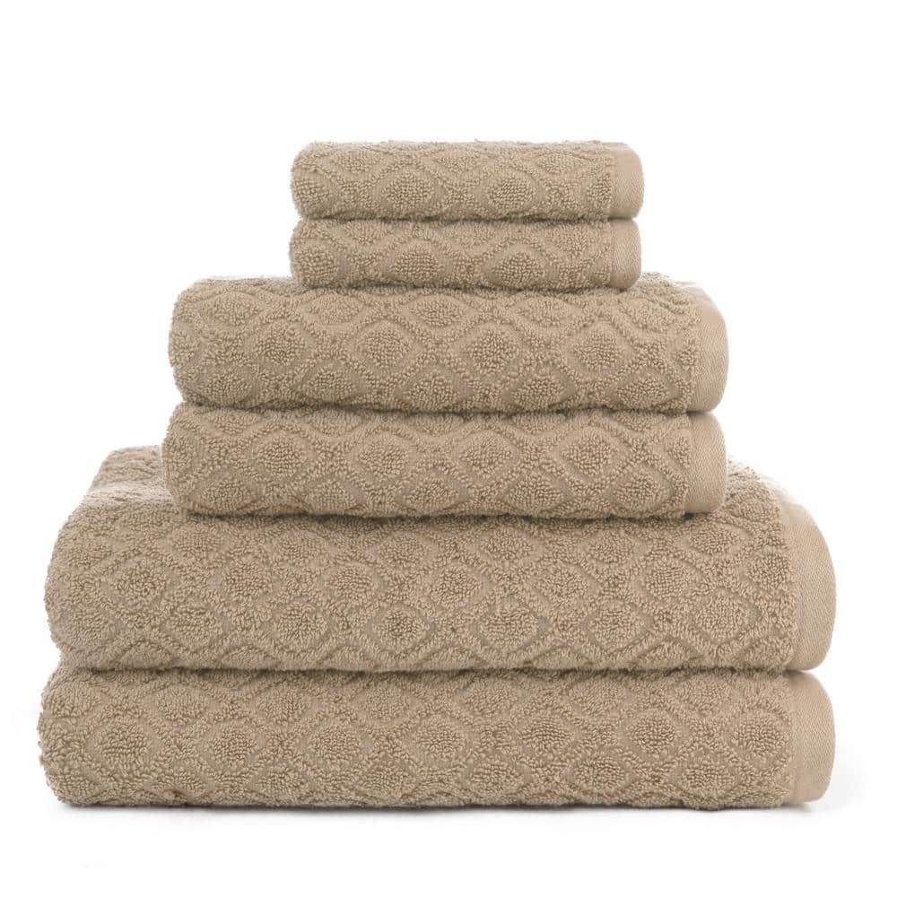 Kingsboro 6-Piece Agate Tan Textured Cotton Bath Towel Set 4001T7L288 ...