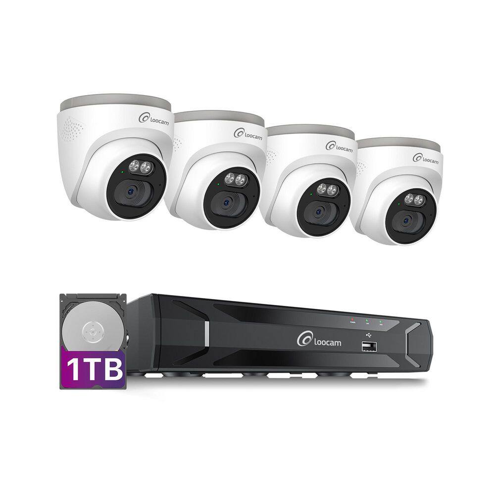 LOOCAM 2.5K 8 Channel 5MP PoE NVR Security Camera System 1TB, 4PCS 4MP ...