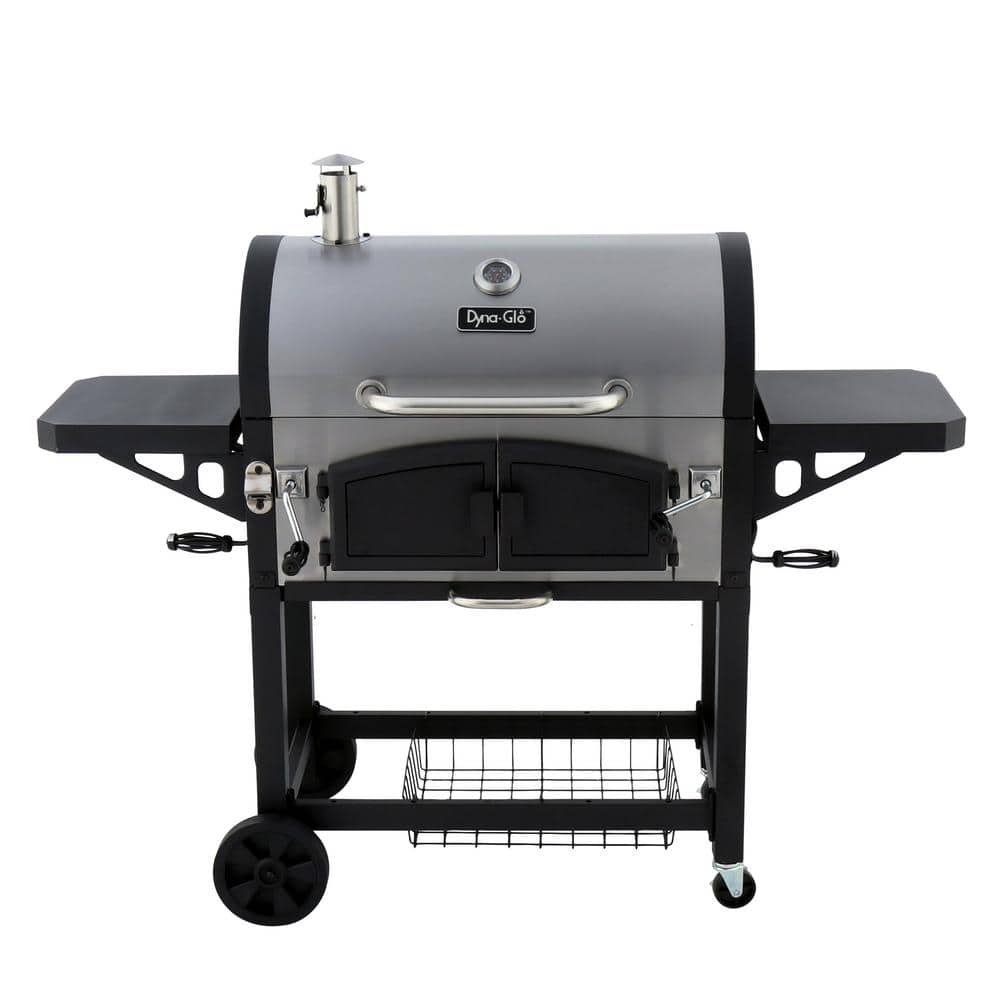 Heavy-Duty Extra-Large Dual Chamber Charcoal Grill in Black and Stainless Steel