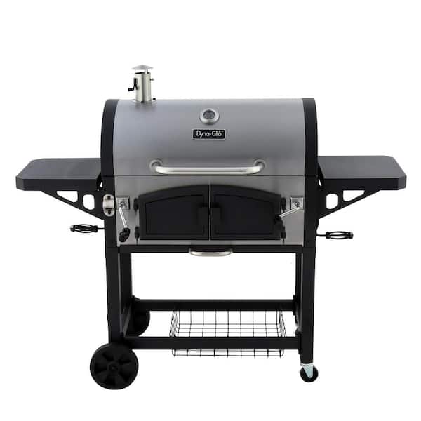 Dyna-Glo Heavy-Duty Extra-Large Dual Chamber Charcoal Grill in Black and Stainless Steel
