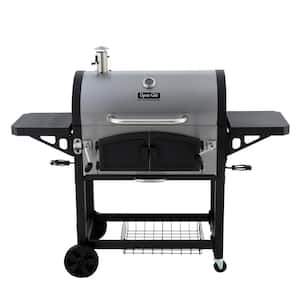 X-Large Premium Dual Chamber Charcoal Grill in Black and Stainless Steel with Premium Large Charcoal Grill Cover