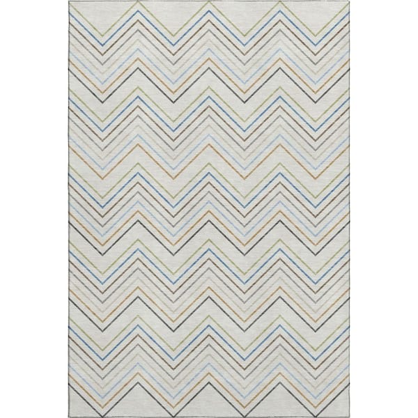 Mayfield Premium Machine Washable Abstract AMF2392 Ivory 5 ft. x 7 ft. 6 in. Area Rug