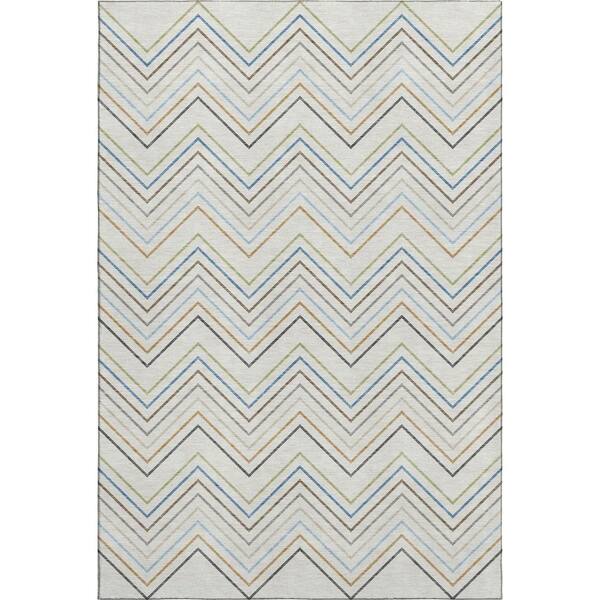 Mayfield Premium Machine Washable Abstract AMF2392 Ivory 9 ft. x 12 ft. Area Rug