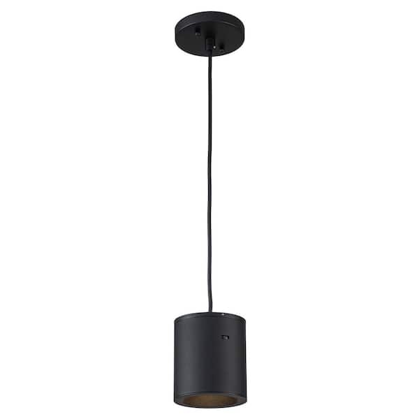 14-Watt 1 light Black Integrated LED Cylindrical Pendant Light with Metal Shade