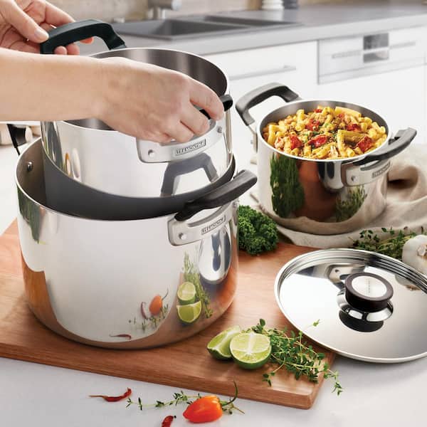 Tramontina Gourmet Tri-Ply Clad 6 qt. Covered Stainless Steel Braiser  80116/067DS - The Home Depot
