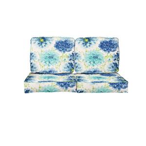 23 in. x 23.5 in. x 5 in. 4 -Piece Deep Seating Indoor/Outdoor Loveseat Cushion Set in Gardenia Seaglass