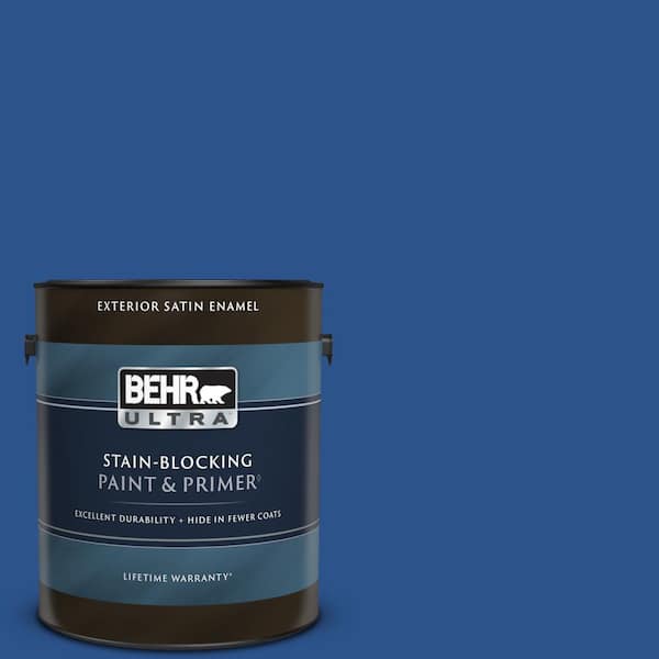 BEHR ULTRA 1 gal. #P520-7 Flashy Sapphire Satin Enamel Exterior Paint & Primer