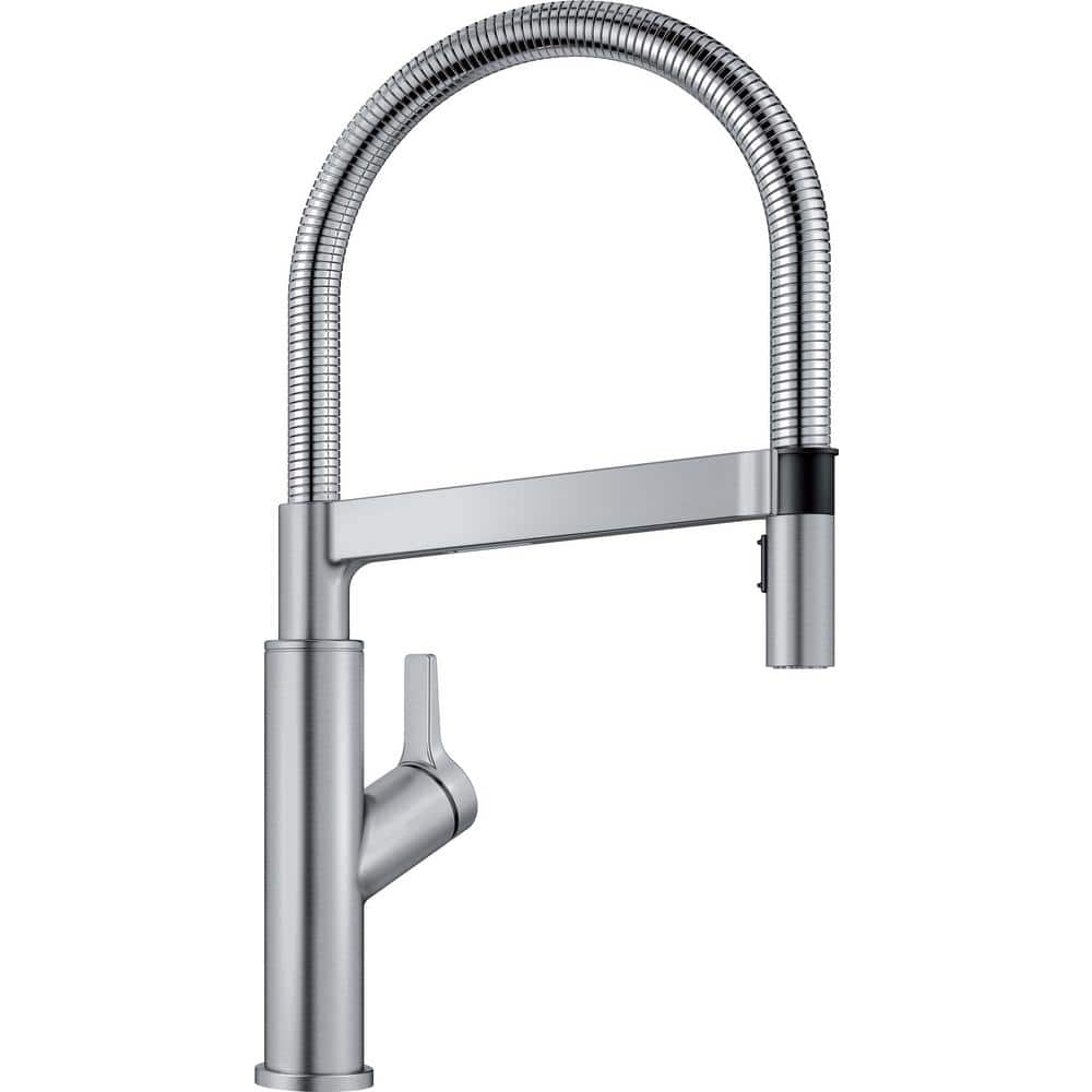 Blanco SOLENTA Single Handle Gooseneck Pull-Down Sprayer Kitchen Faucet in Stainless Steel, PVD Steel -  401991