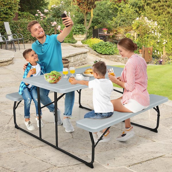 Wido 4Ft Folding Camping Picnic Table Catering Trestle Outdoor Party Portable Party BBQ 