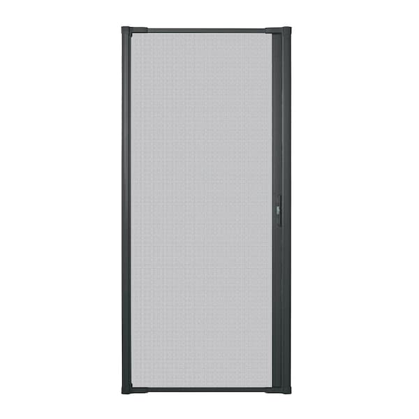 36 in. x 80 in. Luminaire Cracked Pepper Single Universal Aluminum Gliding Retractable Screen Door Fits 32-36in. Opening