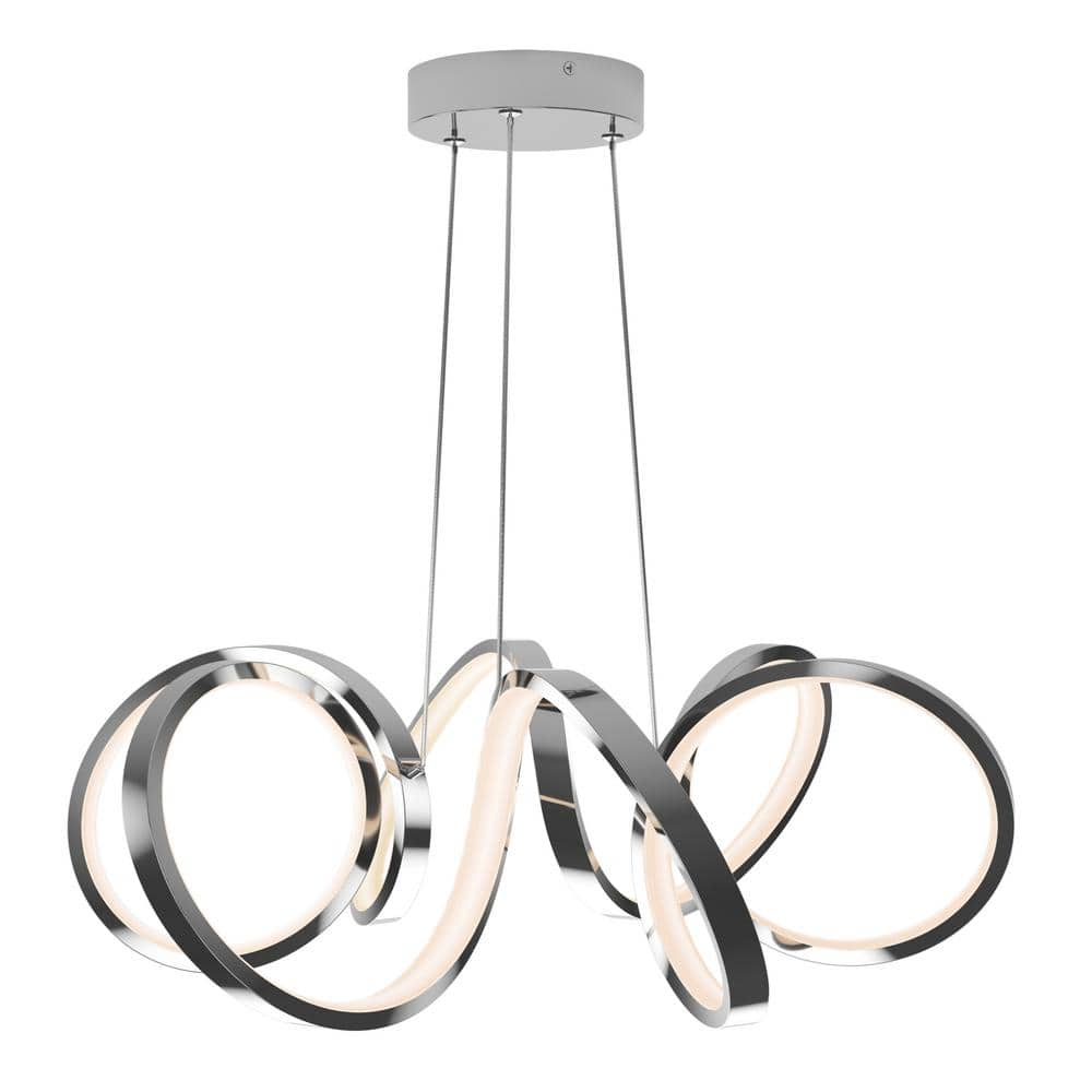 Artika Swirl Ribbon Integrated LED Pendant Light Chrome