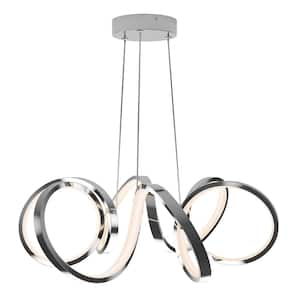 Swirl Ribbon 27-Watt 3CCT 1-Light Chrome Integrated LED Pendant Light