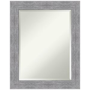 Medium Rectangle Bark Rustic Grey Beveled Glass Casual Mirror (29.25 in. H x 23.25 in. W)