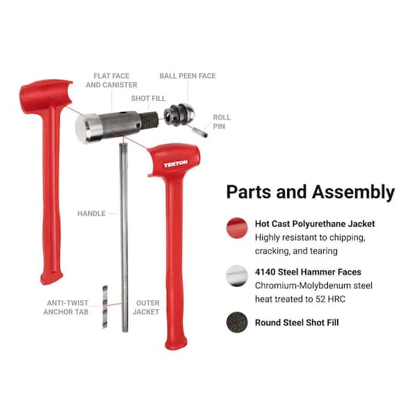 TEKTON Ball Peen Dead Blow Hammer Set, 5-Piece (26,36,43,47
