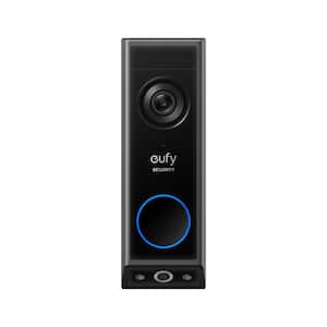 E340 Wireless Hardwired 2K Video Doorbell with Dual Cameras, Color Night Vision, Wired or Battery Powered, Black