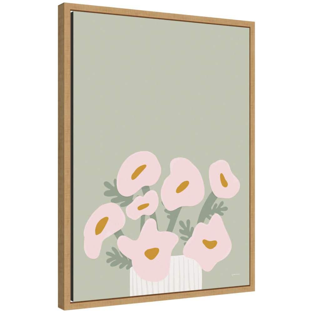 "Sylvie ""Pink Spring Flowers"" by Gabrielly Guedes Flowers Framed Canvas Art Print 24 in. x 18 in." price history on PriceWatchPro