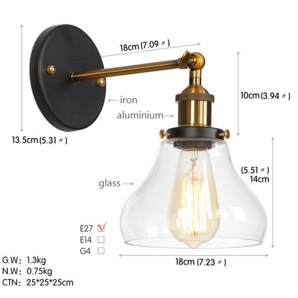 E27 Retro Vintage Light Shade Ceiling Industrial Wall Lights Sconce Lamp Fixture 