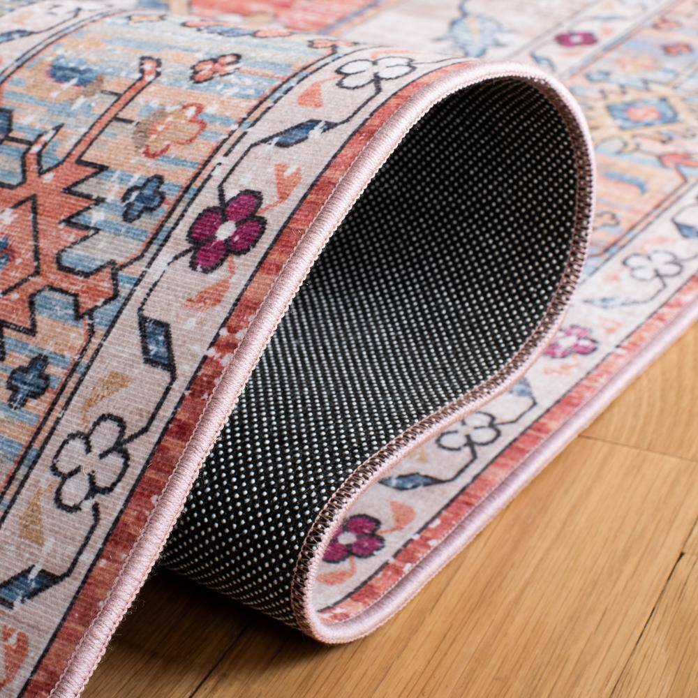 Tucson 5' x 8' Blue Round Washable Synthetic Rug