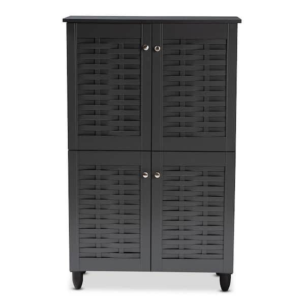 Baxton Studio 48.2 in. H x 30 in. W Gray Wood Shoe Storage Cabinet