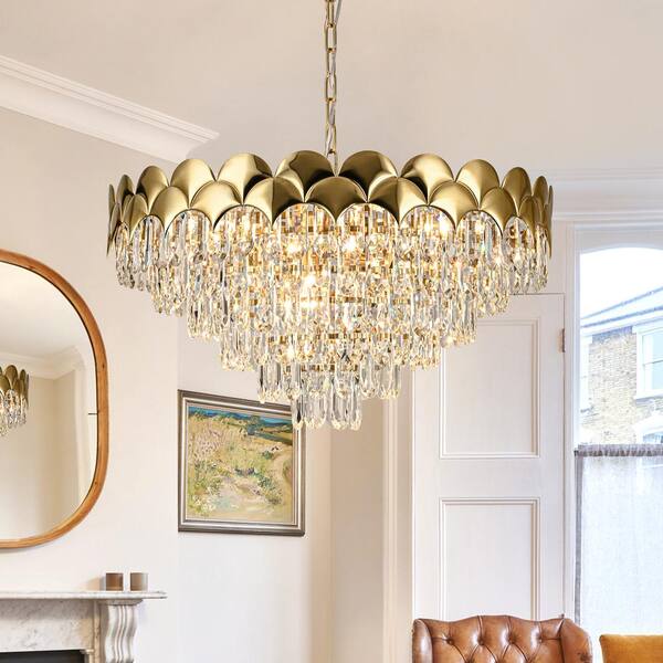 Paisley 8-Light Gold Unique Tiered Crystal Chandelier