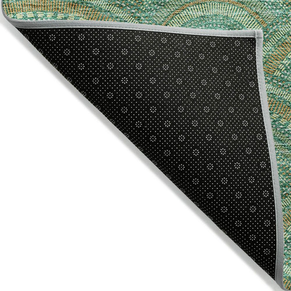 Sage Green Synthetic Washable Runner Rug with Non-Slip Backing