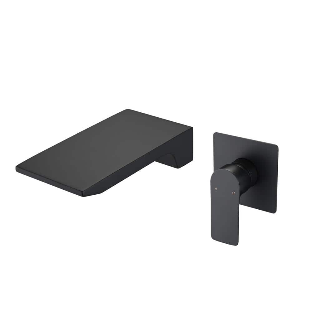 Single Handle Wall-Mount Roman Tub Faucet stainless steel Waterfall Tub Filler in Matte Black