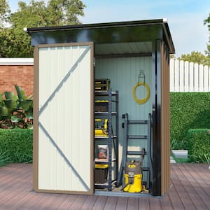 5 ft. x 3 ft. Metal Outdoor Storage Shed, with Sloping Roof and Lockable Door for Backyard Garden Patio Brown 15 sq. ft.