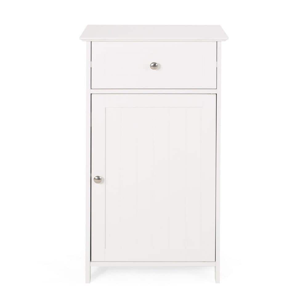 17 in. W x 13.5 in. D x 30.25 in. H White Short MDF Freestanding Linen Cabi