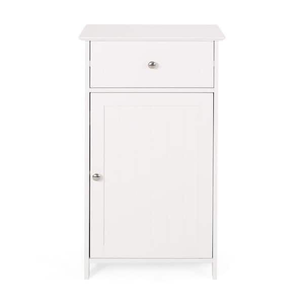 EPOWP 17 in. W x 13.5 in. D x 30.25 in. H White Short MDF Freestanding Linen Cabinet with Drawer in White
