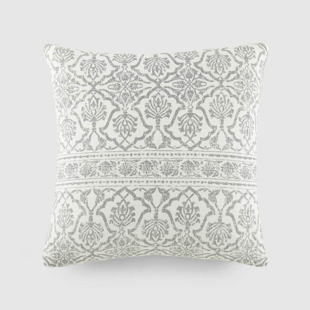 Antique Floral Cotton Square Throw Pillow with Polyester Fill