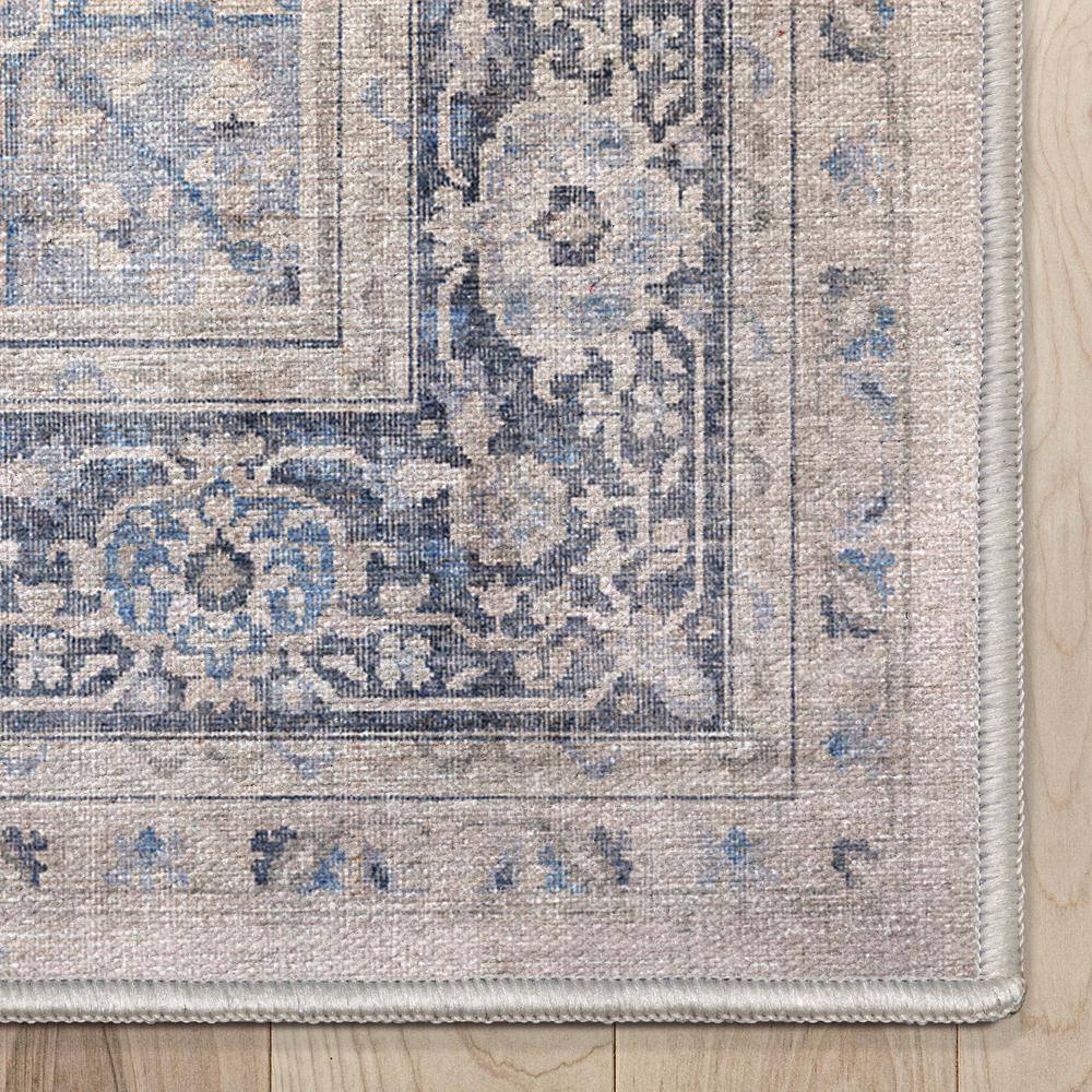 Blue Medallion Chenille Rectangular Washable Area Rug 3'3" x 5'
