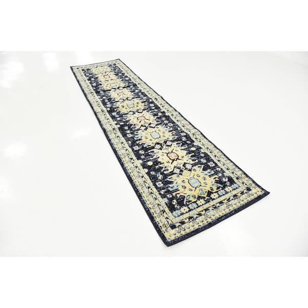 Taftan Oasis Navy Blue 2' 7 x 10' 0 Runner Rug