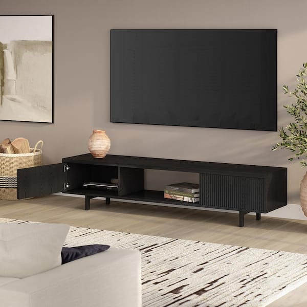 Meyer&Cross Lucien 69.63 in. Black Grain TV Stand Fits TV's up to