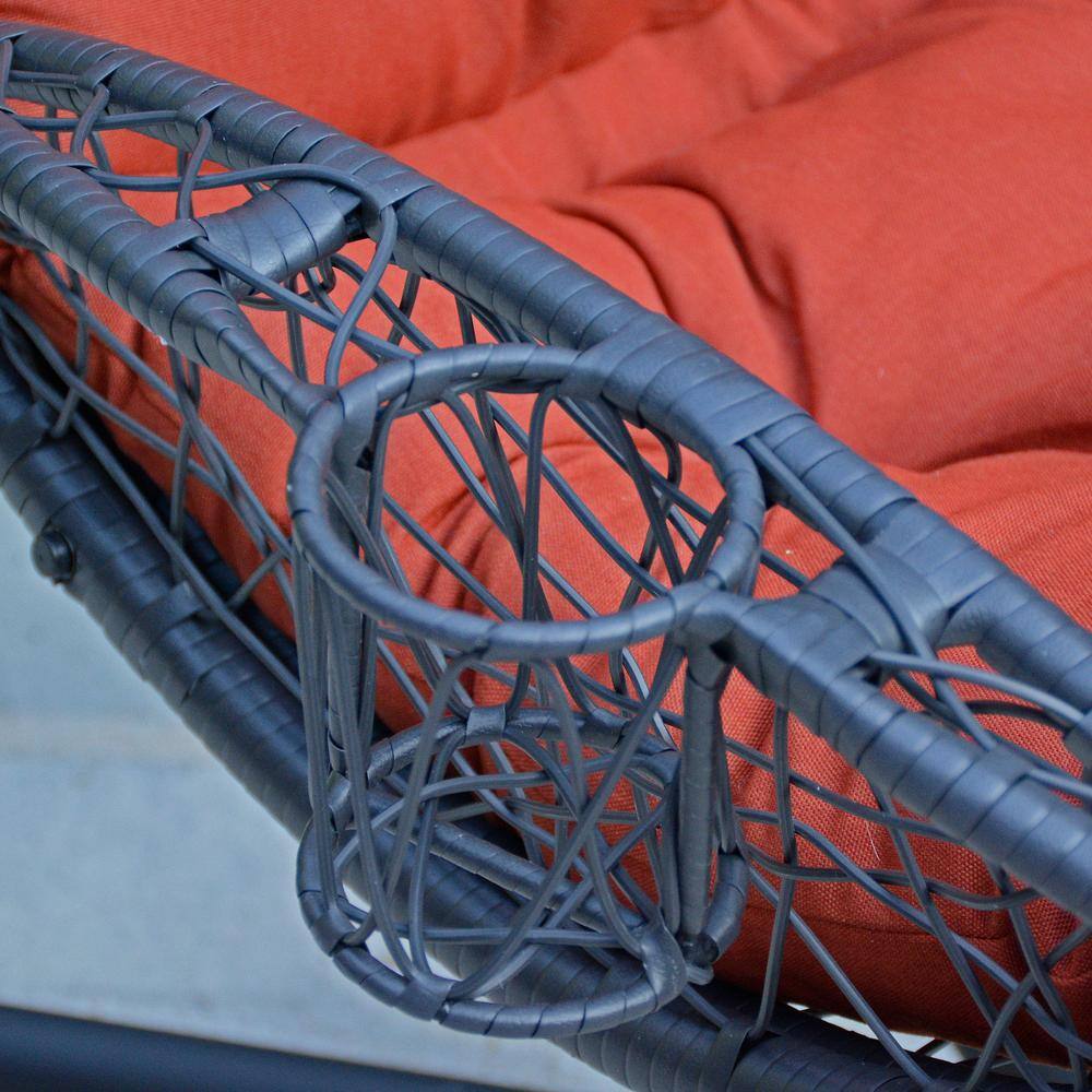 Charcoal Grey Rattan Wicker Hanging Chair with Cushion