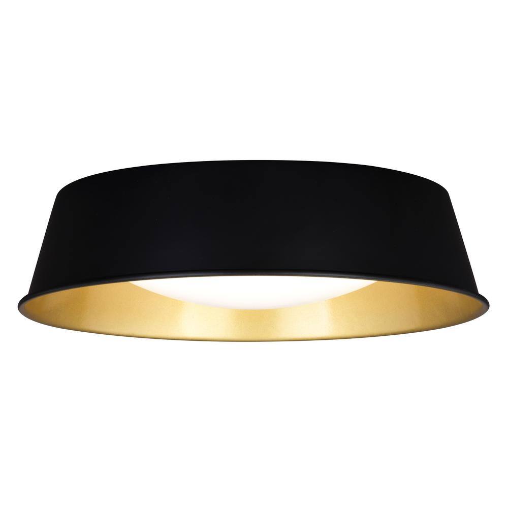 VAXCEL Beacon Hill 13-in W Integrated LED Matte Black and Satin Gold Contemporary Flush Mount ...