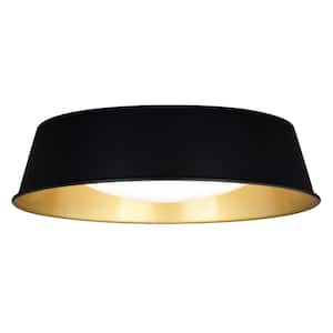 Beacon Hill 13-in W Integrated LED Matte Black and Satin Gold Contemporary Flush Mount Ceiling Light Fixture