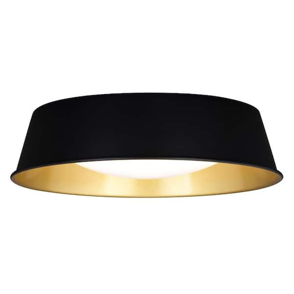VAXCEL Beacon Hill 13-in W Integrated LED Matte Black and Satin Gold Contemporary Flush Mount Ceiling Light Fixture
