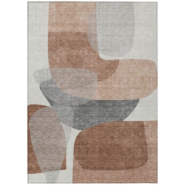 Chantille Machine Washable Indoor/Outdoor Abstract ACN2121 Paprika 3 ft. x 5 ft. Area Rug