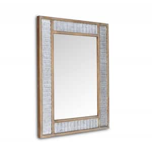 32 in. x 24 in. Classic Irregular Framed Brown Vanity Mirror