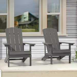 Charcoal Gray Weather Resistant HIPS Plastic Adirondack Chair for Outdoors (2-Pack)