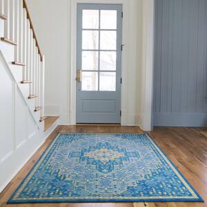 Semih Blue/Yellow 8 ft. x 10 ft. Oriental Area Rug