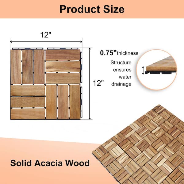 1 ft. x 1 ft. Acacia Wood Deck Tile in Yellow (20-Piece)