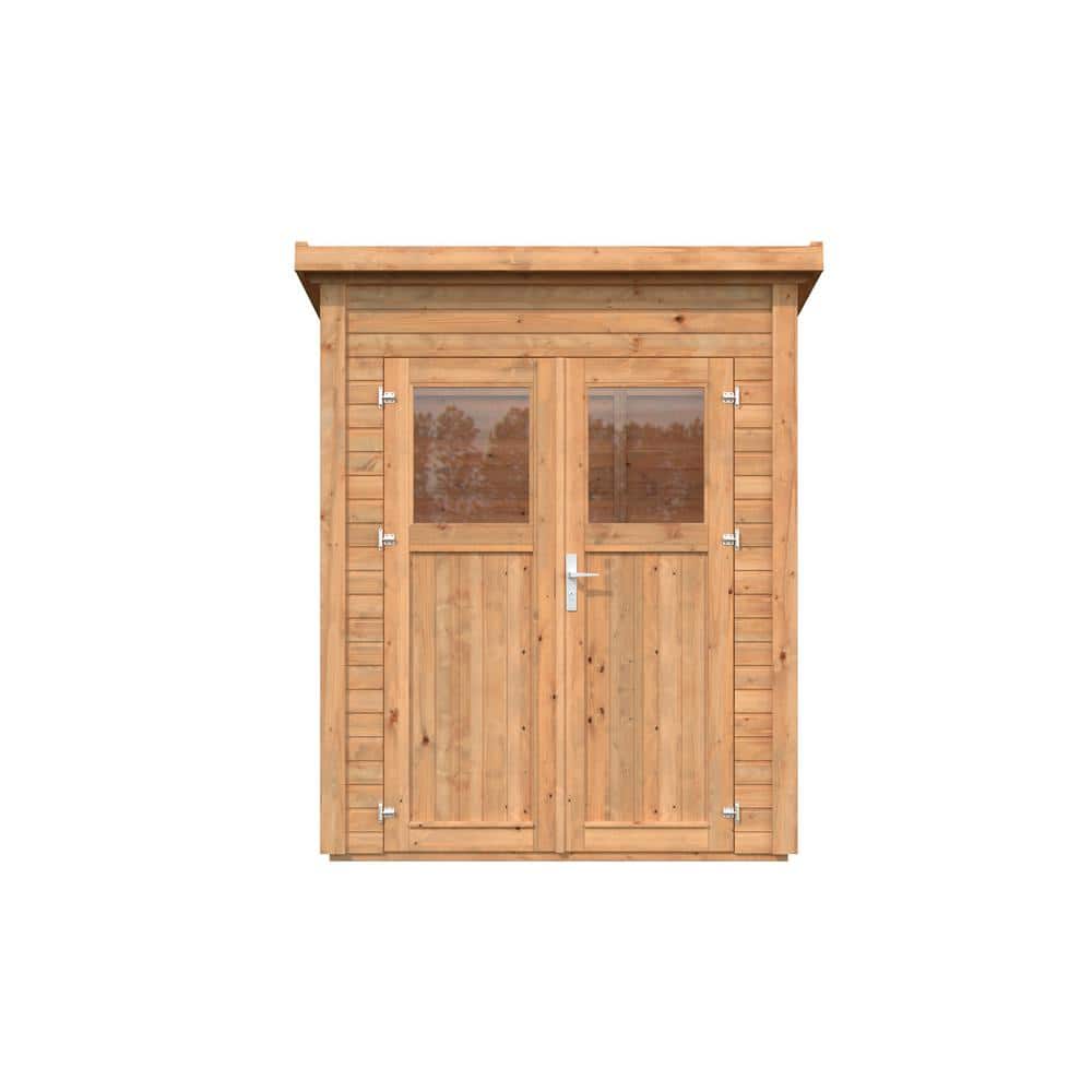 Nordic Spruce Wooden Lean-To Storage Shed with Double Doors and Windows