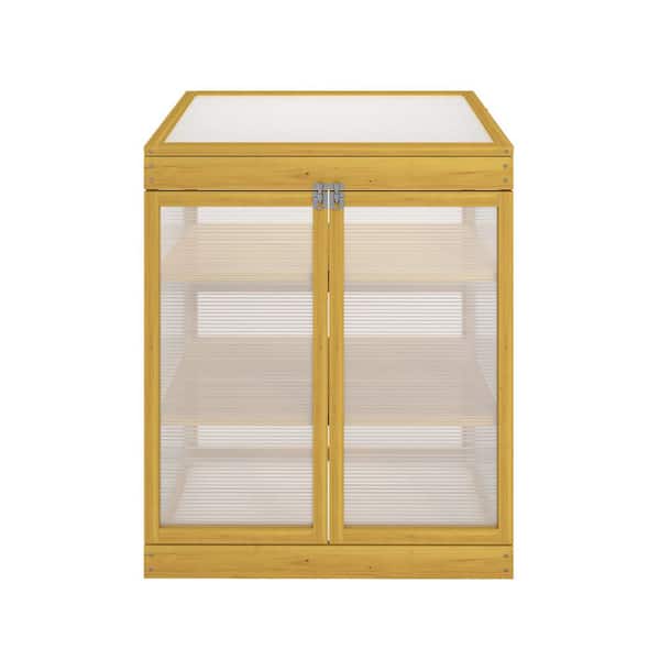 29.5 in. W x 20 in. D x 34.6 in. H Wooden Greenhouse Polycarbonate Garden Shed for Plants