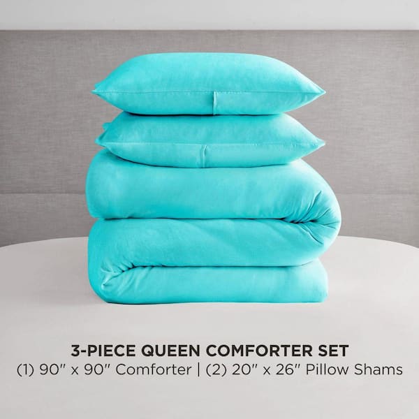 JUICY COUTURE Solid Velour 3-Piece Blue Crush Solid Color