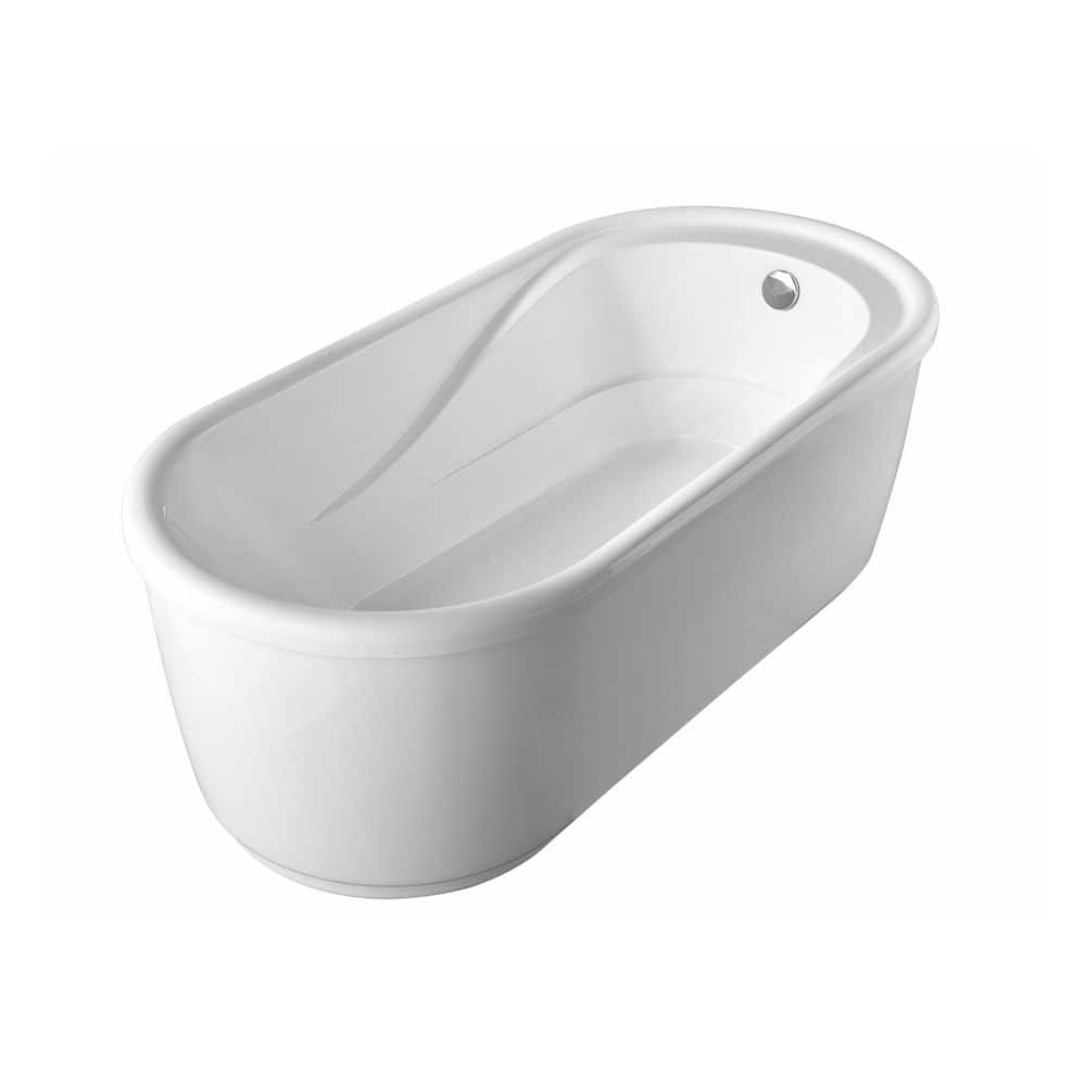 59-Inch White Acrylic Freestanding Soaking Bathtub