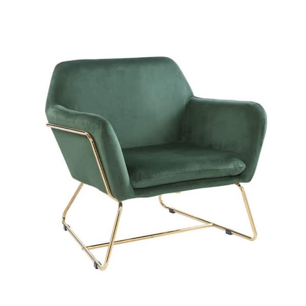 Benjara Green Velvet Metal Frame Modern Accent Chair With Padded Seats