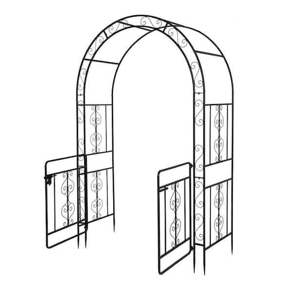Unbranded 84 in. x 53 in. Garden Metal Arch Arbor with Entry Door